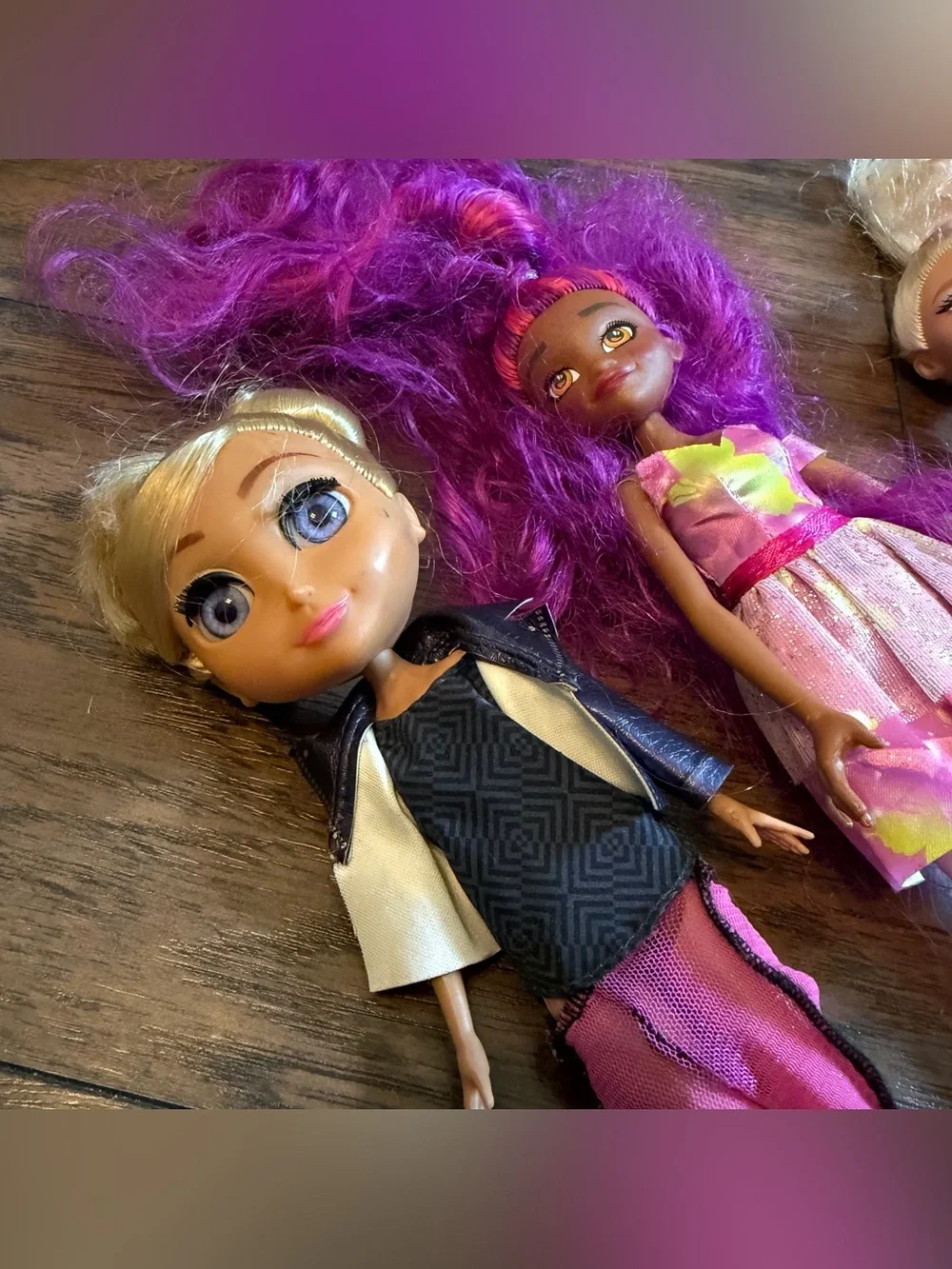 monster high Doll Trio with Purple Hair and Pink Outfit